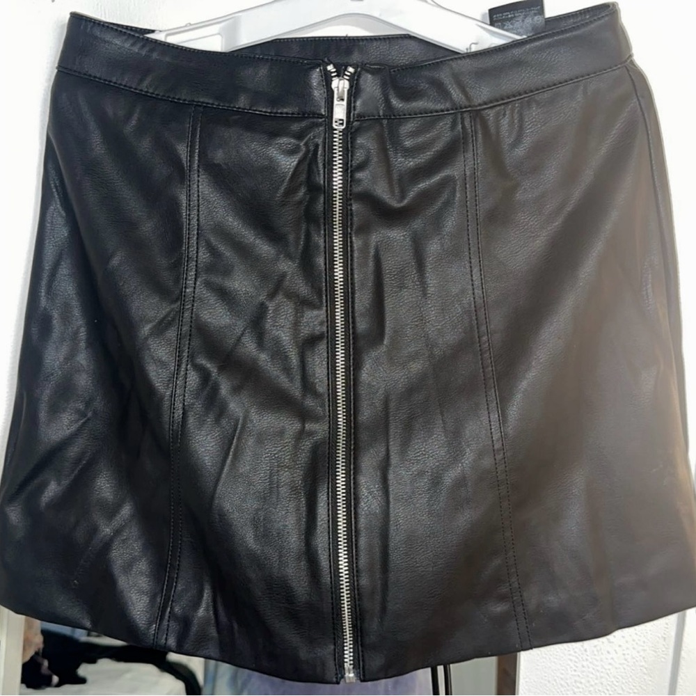 H&M Black A-Line Leather Skirt